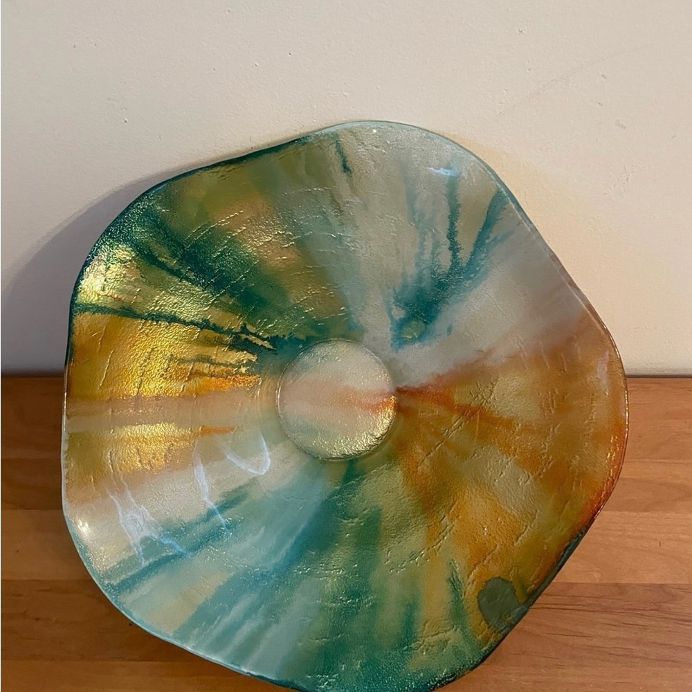 Green and Gold Spiral Art Sculpture